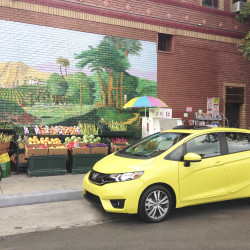 Honda Fit front end in front of mural 2