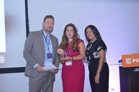 Jazmin Perez, Digital Director- Targeted Mktg, 42West (middle) accepting the Top Hispanic Advertising Campaign Award